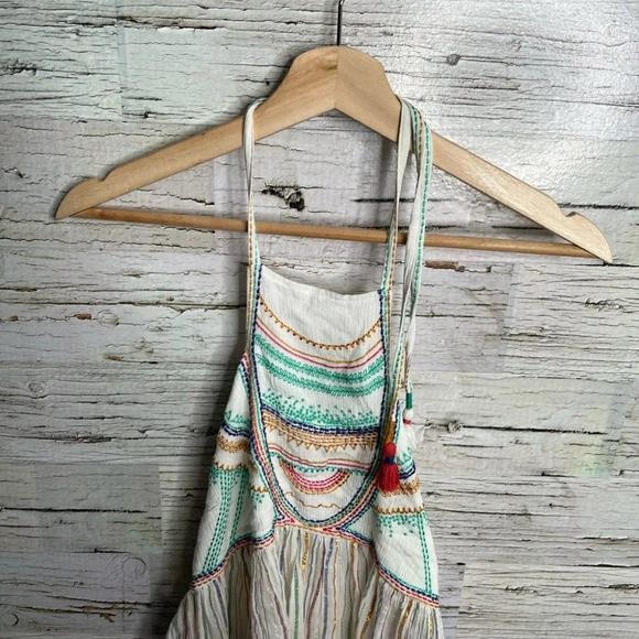 Anthropologie Floreats Itzel Embroidered Spaghetti Strap Halter Cropped Top 8 - Picture 3 of 10